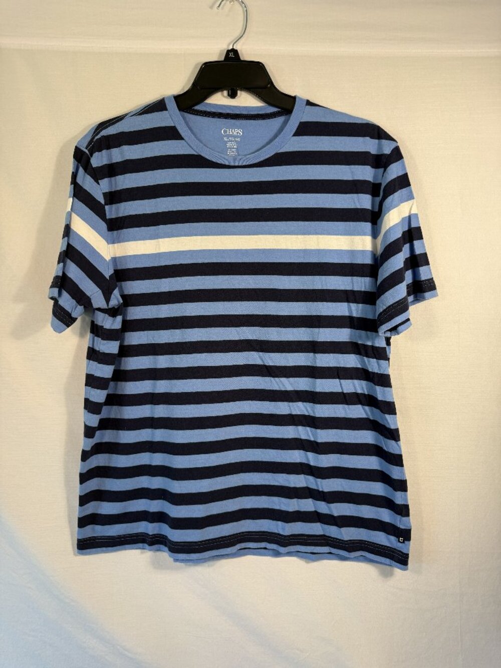 Chaps Men XL Blue Navy Striped Crew Neck Tee